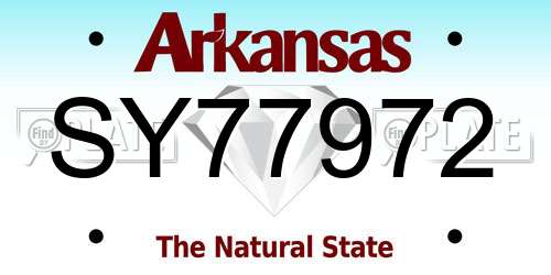 SY77972 Arkansas License Plate