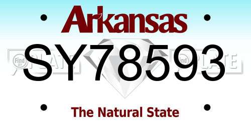 SY78593 Arkansas License Plate