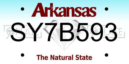 SY7B593 Arkansas License Plate
