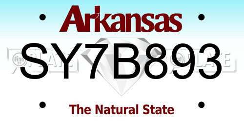 SY7B893 Arkansas License Plate