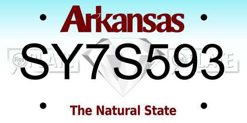 SY7S593 Arkansas License Plate