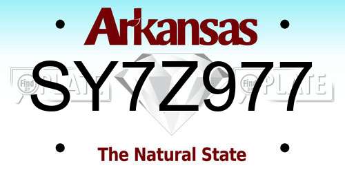 SY7Z977 Arkansas License Plate