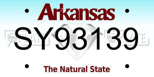 SY93139 Arkansas License Plate