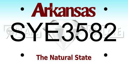 SYE3582 Arkansas License Plate