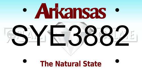 SYE3882 Arkansas License Plate