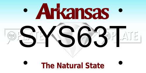 SYS63T Arkansas License Plate