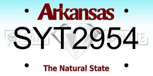 SYT2954 Arkansas License Plate