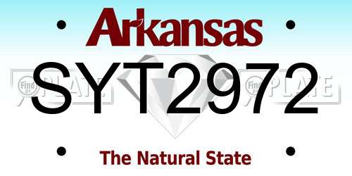 SYT2972 Arkansas License Plate
