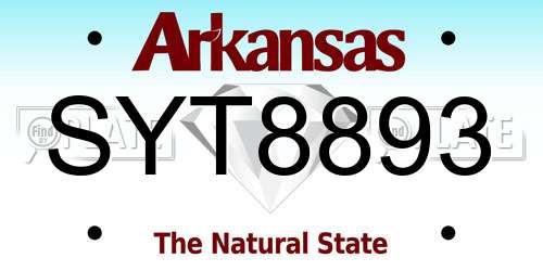 SYT8893 Arkansas License Plate