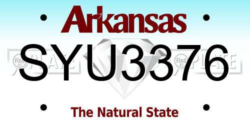SYU3376 Arkansas License Plate