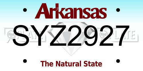 SYZ2927 Arkansas License Plate