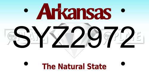 SYZ2972 Arkansas License Plate