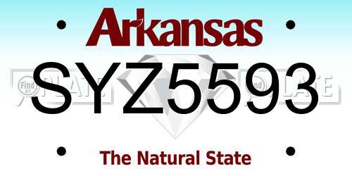 SYZ5593 Arkansas License Plate