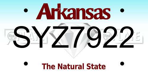 SYZ7922 Arkansas License Plate