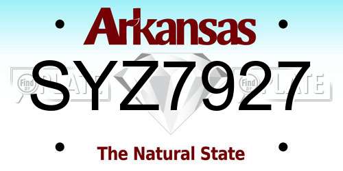 SYZ7927 Arkansas License Plate