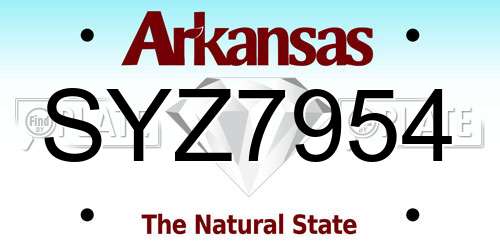 SYZ7954 Arkansas License Plate