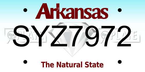 SYZ7972 Arkansas License Plate