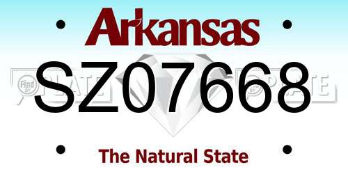 SZ07668 Arkansas License Plate