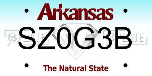 SZ0G3B Arkansas License Plate