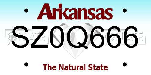 SZ0Q666 Arkansas License Plate