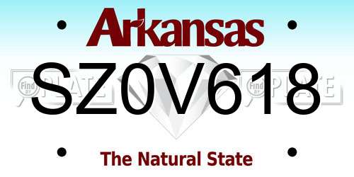 SZ0V618 Arkansas License Plate