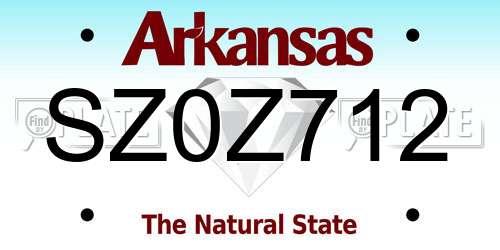 SZ0Z712 Arkansas License Plate