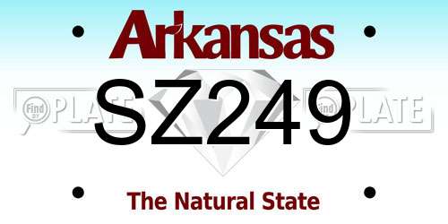 SZ249 Arkansas License Plate