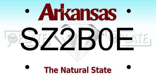 SZ2B0E Arkansas License Plate