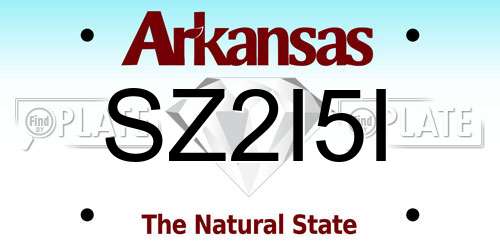 SZ2I5I Arkansas License Plate