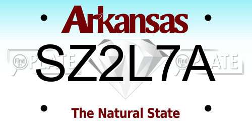 SZ2L7A Arkansas License Plate