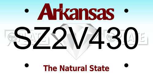SZ2V430 Arkansas License Plate