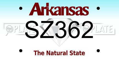 SZ362 Arkansas License Plate