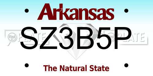 SZ3B5P Arkansas License Plate