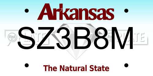 SZ3B8M Arkansas License Plate