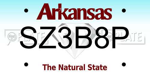 SZ3B8P Arkansas License Plate