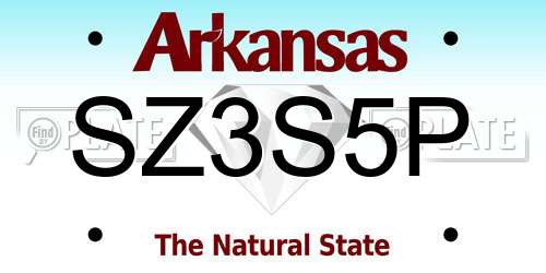 SZ3S5P Arkansas License Plate