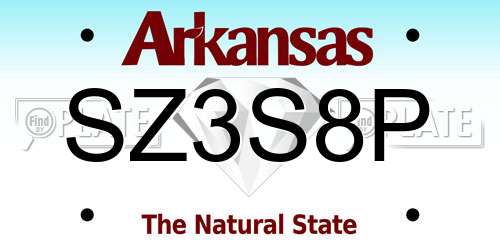 SZ3S8P Arkansas License Plate