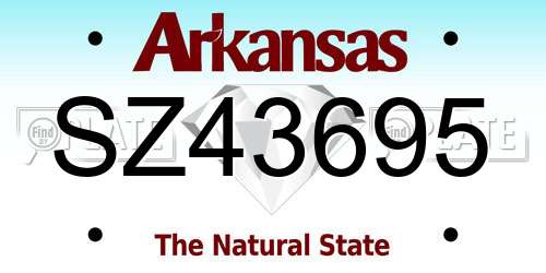 SZ43695 Arkansas License Plate