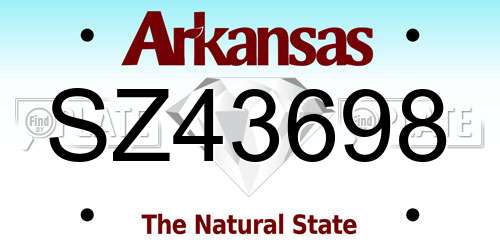SZ43698 Arkansas License Plate
