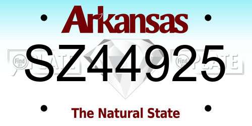 SZ44925 Arkansas License Plate