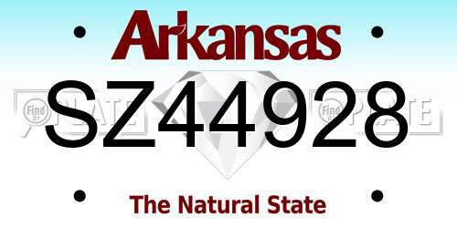 SZ44928 Arkansas License Plate