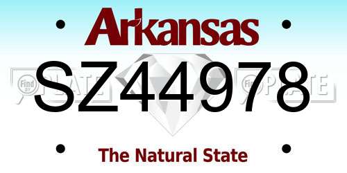 SZ44978 Arkansas License Plate