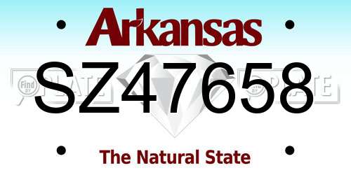 SZ47658 Arkansas License Plate