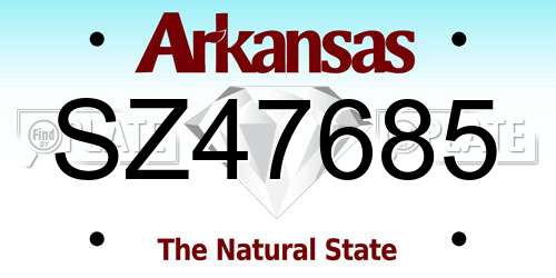 SZ47685 Arkansas License Plate
