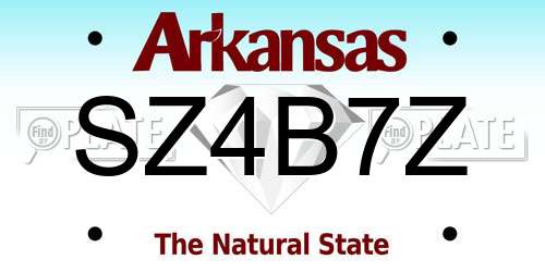 SZ4B7Z Arkansas License Plate