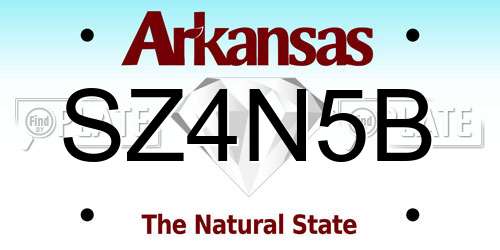 SZ4N5B Arkansas License Plate