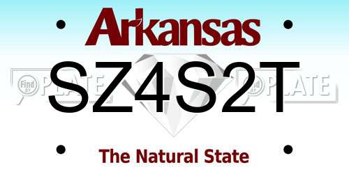 SZ4S2T Arkansas License Plate