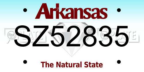 SZ52835 Arkansas License Plate