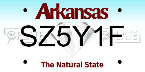 SZ5Y1F Arkansas License Plate