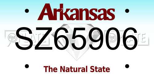 SZ65906 Arkansas License Plate